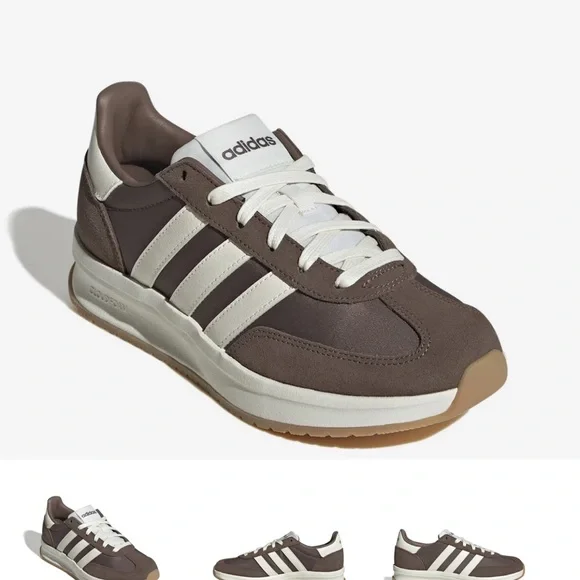 Adidas Women’s Rn 70’s 2.0 Dark Brown and White Sneakers - Picture 1 of 8